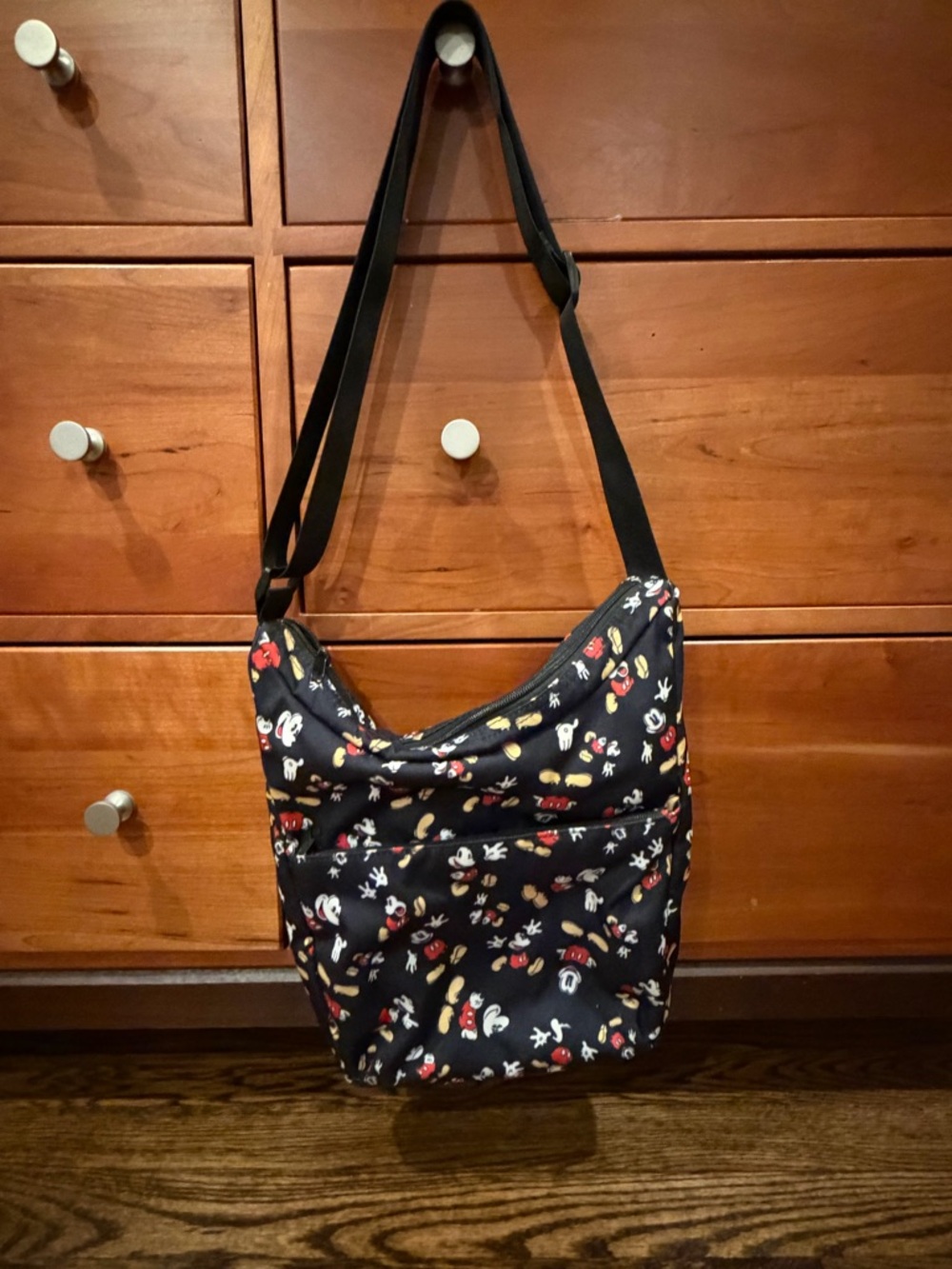 Disney Black Crossbody Bag with Red, Yellow and White Mickey Print